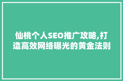 仙桃个人SEO推广攻略,打造高效网络曝光的黄金法则