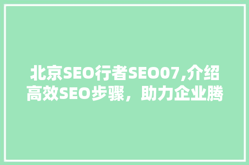 北京SEO行者SEO07,介绍高效SEO步骤，助力企业腾飞