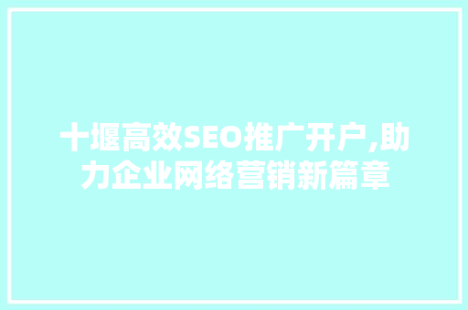 十堰高效SEO推广开户,助力企业网络营销新篇章