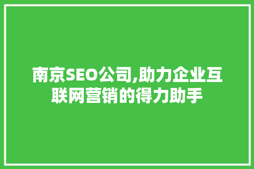 南京SEO公司,助力企业互联网营销的得力助手