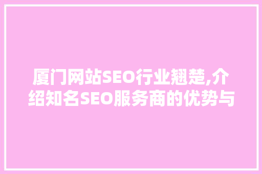 厦门网站SEO行业翘楚,介绍知名SEO服务商的优势与实力  第1张