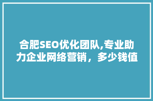合肥SEO优化团队,专业助力企业网络营销，多少钱值得投资
