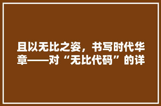 且以无比之姿，书写时代华章——对“无比代码”的详细解读