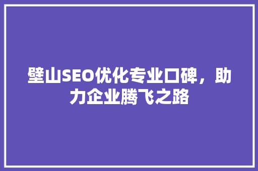 壁山SEO优化专业口碑，助力企业腾飞之路