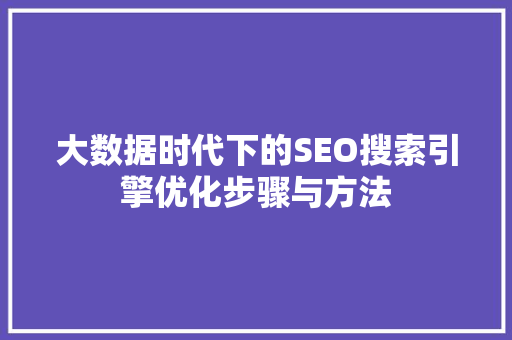 大数据时代下的SEO搜索引擎优化步骤与方法