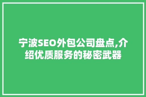 宁波SEO外包公司盘点,介绍优质服务的秘密武器