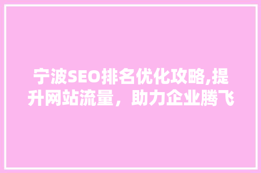 宁波SEO排名优化攻略,提升网站流量，助力企业腾飞