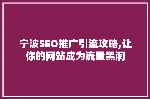 宁波SEO推广引流攻略,让你的网站成为流量黑洞
