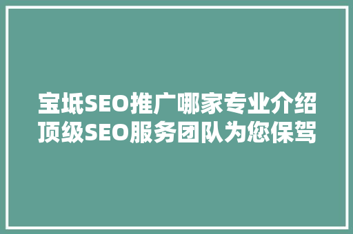 宝坻SEO推广哪家专业介绍顶级SEO服务团队为您保驾护航