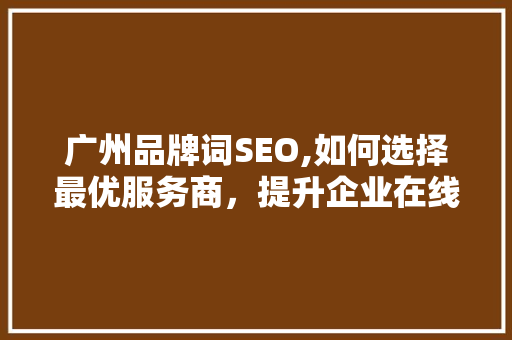 广州品牌词SEO,如何选择最优服务商，提升企业在线竞争力