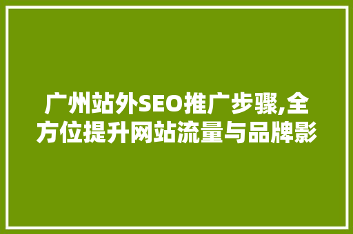 广州站外SEO推广步骤,全方位提升网站流量与品牌影响力