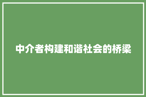 中介者构建和谐社会的桥梁