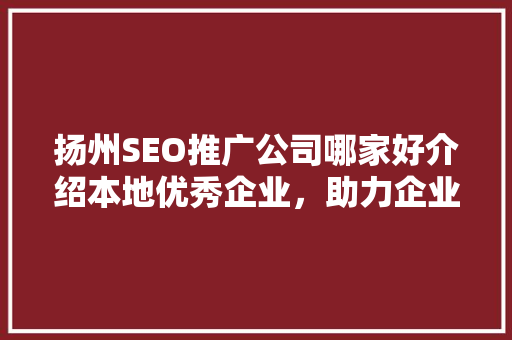 扬州SEO推广公司哪家好介绍本地优秀企业，助力企业网络营销！