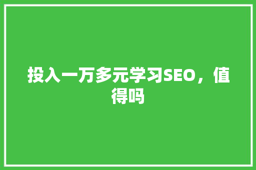 投入一万多元学习SEO，值得吗