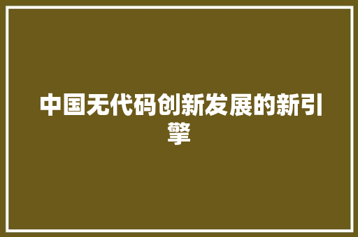 中国无代码创新发展的新引擎