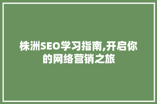 株洲SEO学习指南,开启你的网络营销之旅