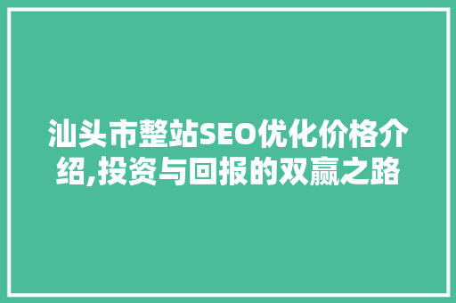 汕头市整站SEO优化价格介绍,投资与回报的双赢之路