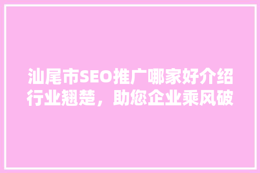 汕尾市SEO推广哪家好介绍行业翘楚，助您企业乘风破浪