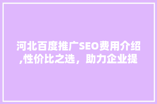 河北百度推广SEO费用介绍,性价比之选，助力企业提升网络曝光度