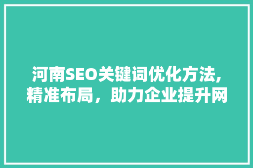 河南SEO关键词优化方法,精准布局，助力企业提升网络竞争力
