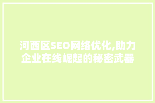河西区SEO网络优化,助力企业在线崛起的秘密武器