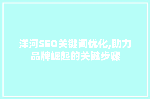 洋河SEO关键词优化,助力品牌崛起的关键步骤