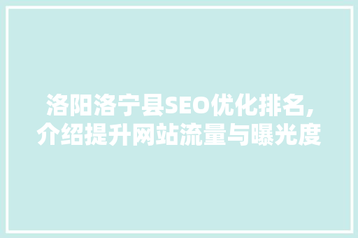 洛阳洛宁县SEO优化排名,介绍提升网站流量与曝光度的方法
