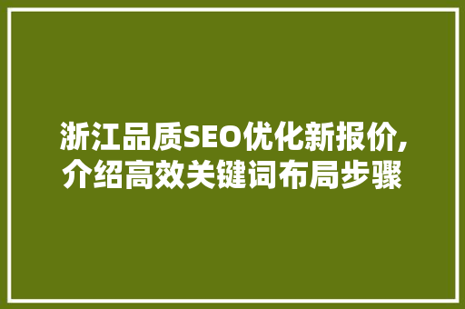 浙江品质SEO优化新报价,介绍高效关键词布局步骤