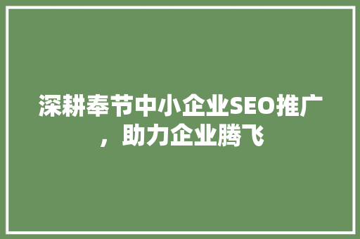 深耕奉节中小企业SEO推广，助力企业腾飞