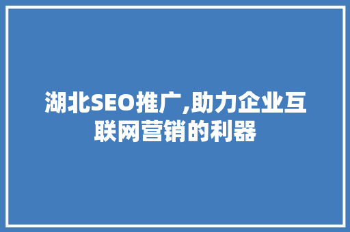 湖北SEO推广,助力企业互联网营销的利器