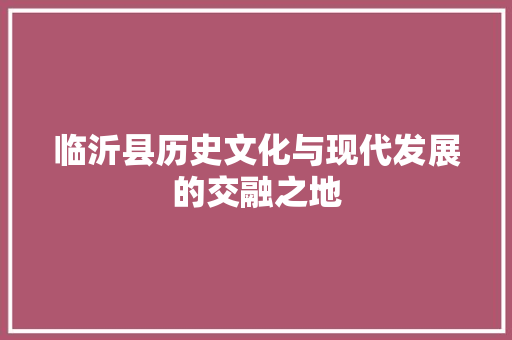 临沂县历史文化与现代发展的交融之地