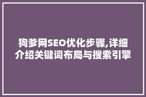 狗爹网SEO优化步骤,详细介绍关键词布局与搜索引擎优化方法