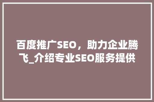 百度推广SEO，助力企业腾飞_介绍专业SEO服务提供商