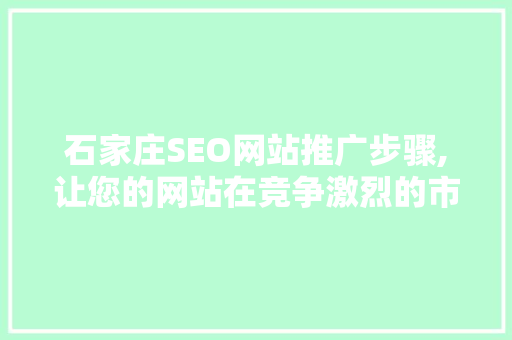 石家庄SEO网站推广步骤,让您的网站在竞争激烈的市场中脱颖而出
