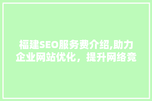 福建SEO服务费介绍,助力企业网站优化，提升网络竞争力