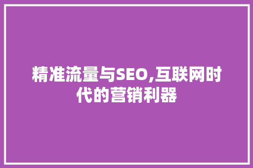 精准流量与SEO,互联网时代的营销利器