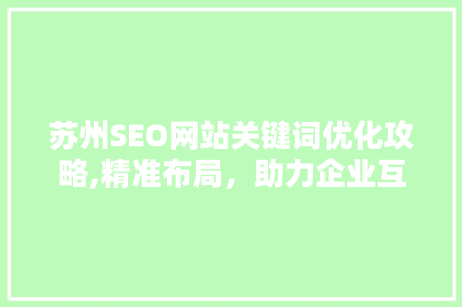 苏州SEO网站关键词优化攻略,精准布局，助力企业互联网发展