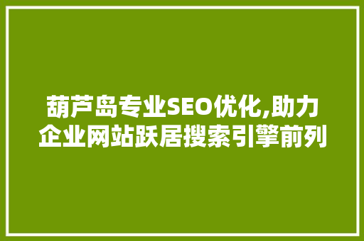 葫芦岛专业SEO优化,助力企业网站跃居搜索引擎前列