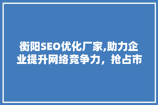 衡阳SEO优化厂家,助力企业提升网络竞争力，抢占市场先机