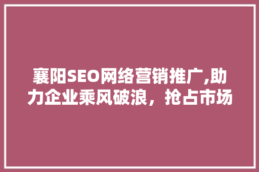 襄阳SEO网络营销推广,助力企业乘风破浪，抢占市场先机