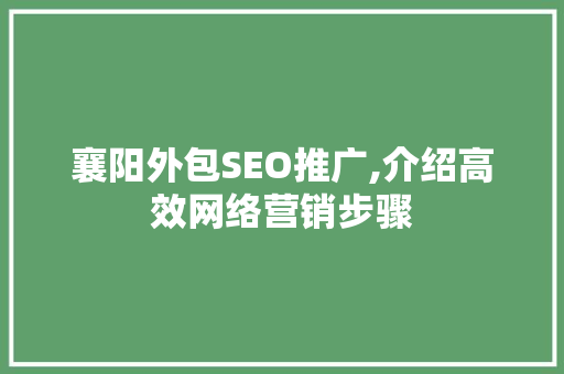 襄阳外包SEO推广,介绍高效网络营销步骤