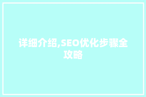 详细介绍,SEO优化步骤全攻略