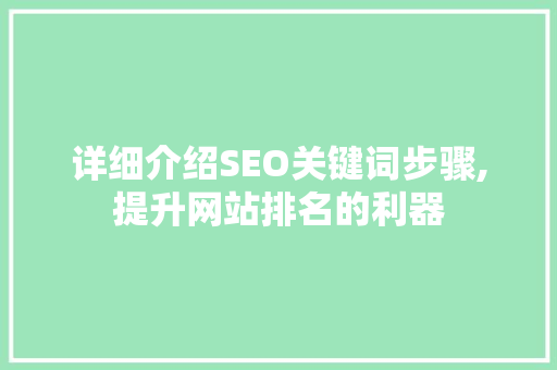 详细介绍SEO关键词步骤,提升网站排名的利器