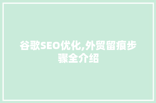 谷歌SEO优化,外贸留痕步骤全介绍