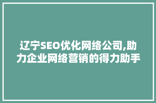 辽宁SEO优化网络公司,助力企业网络营销的得力助手