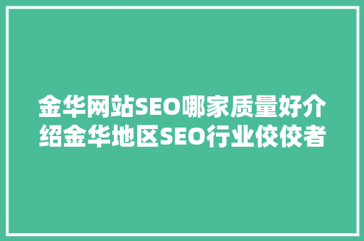 金华网站SEO哪家质量好介绍金华地区SEO行业佼佼者