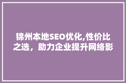 锦州本地SEO优化,性价比之选，助力企业提升网络影响力