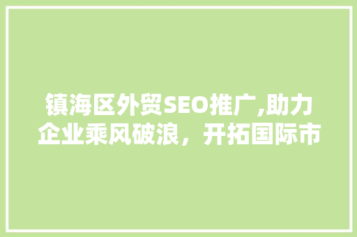 镇海区外贸SEO推广,助力企业乘风破浪，开拓国际市场