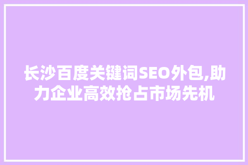 长沙百度关键词SEO外包,助力企业高效抢占市场先机