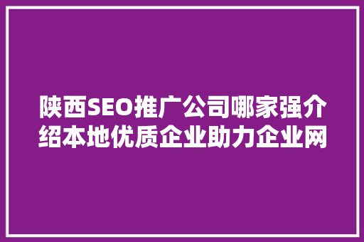 陕西SEO推广公司哪家强介绍本地优质企业助力企业网络营销